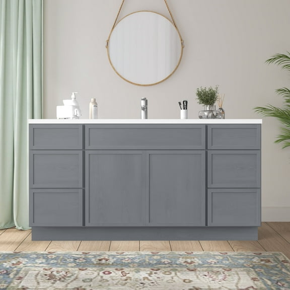 Vanity Art 63" Freestanding Bathroom Vanity Cabinet without Top in Smoky Gray