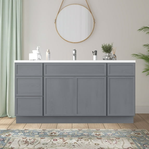 Vanity Art 63" Freestanding Bathroom Vanity Cabinet without Top in Smoky Gray