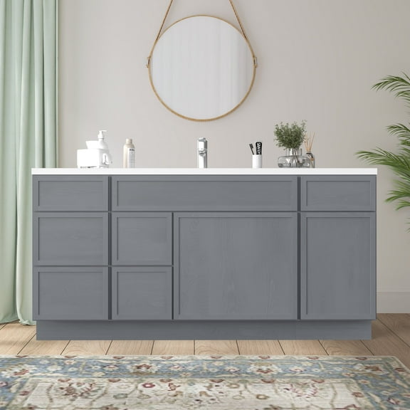 Vanity Art 66" Freestanding Bathroom Vanity Cabinet without Top in Smoky Gray