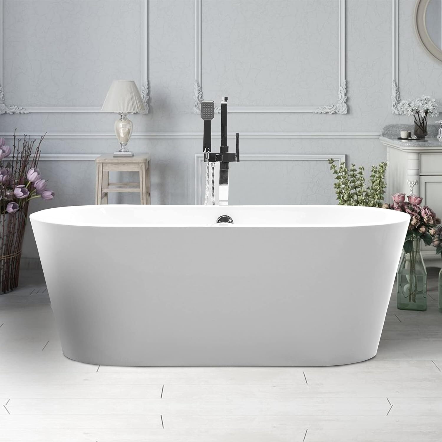 67.7'' White Acrylic Freestanding Soaking Bathtub