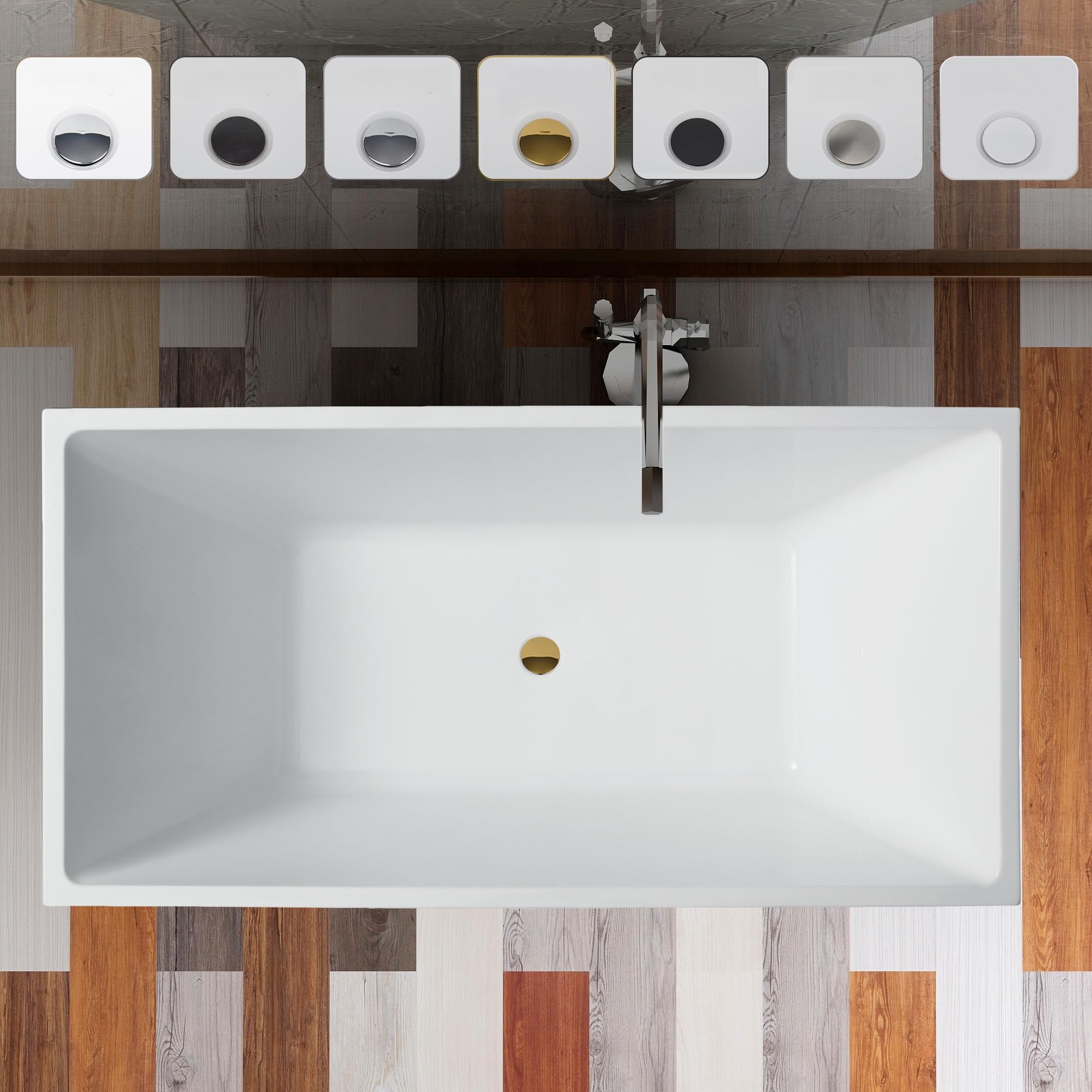67'' Pure White Freestanding Acrylic Soaking Bathtub
