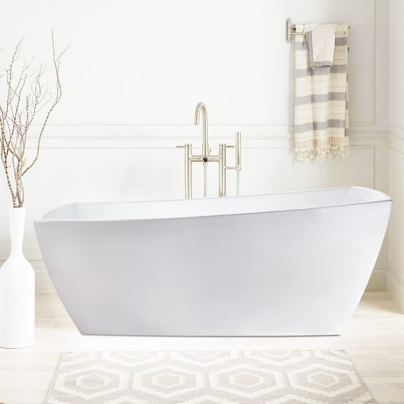 Vanity Art 67" x 31" Acrylic Freestanding Bathtub Contemporary Soaking Tub with Overflow and Pop-Up Drain, VA6841