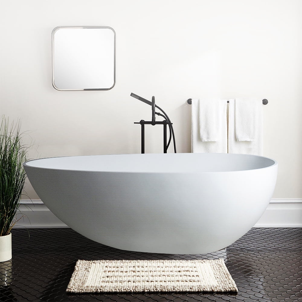 Matte White 67'' Solid Surface Freestanding Oval Bathtub