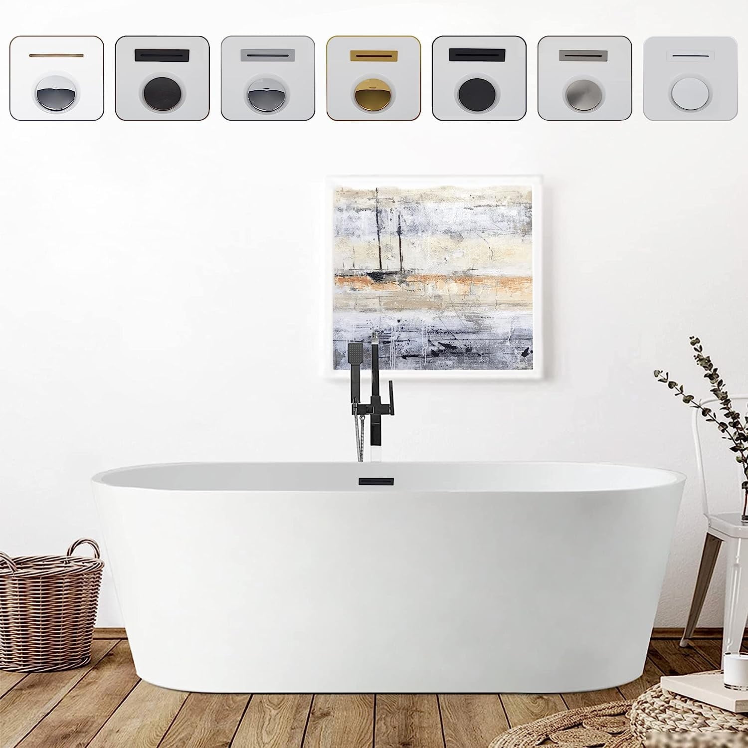 68.5" White Acrylic Freestanding Soaking Bathtub