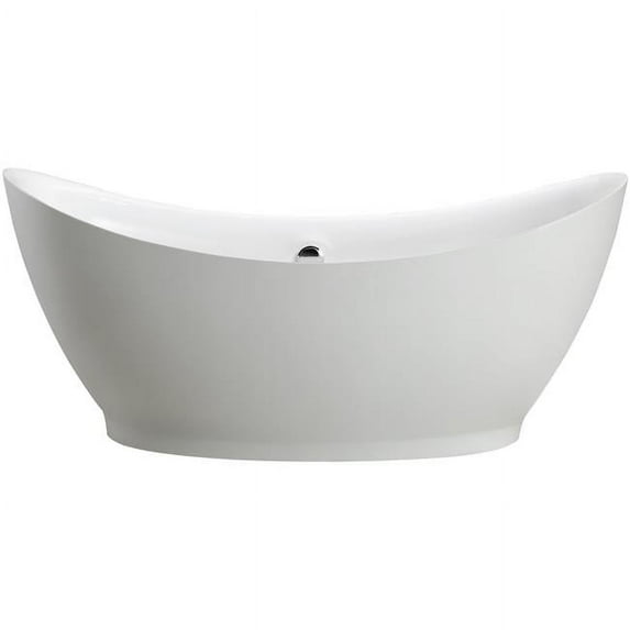 Vanity Art 68 Inch Freestanding Acrylic Bathtub Modern Stand Alone Soaking Tub with Polished Chrome UPC Certified Round Overflow Pop up Drain VA6513