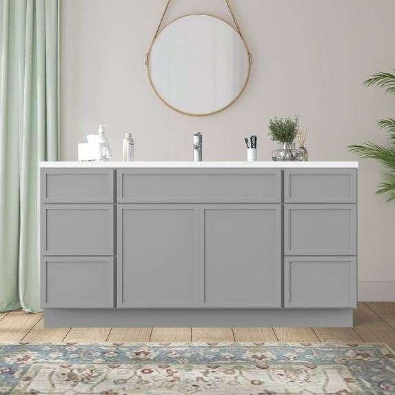 Vanity Art 69" Freestanding Bathroom Vanity Cabinet without Top in Gray