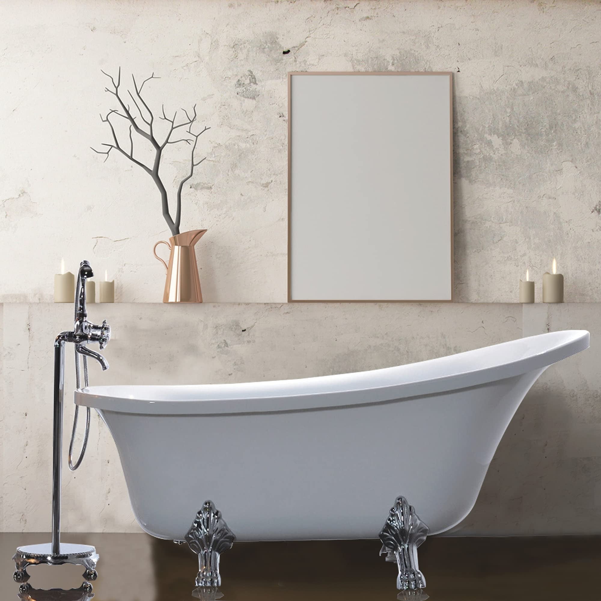 Pantin 69" White Acrylic Clawfoot Freestanding Bathtub