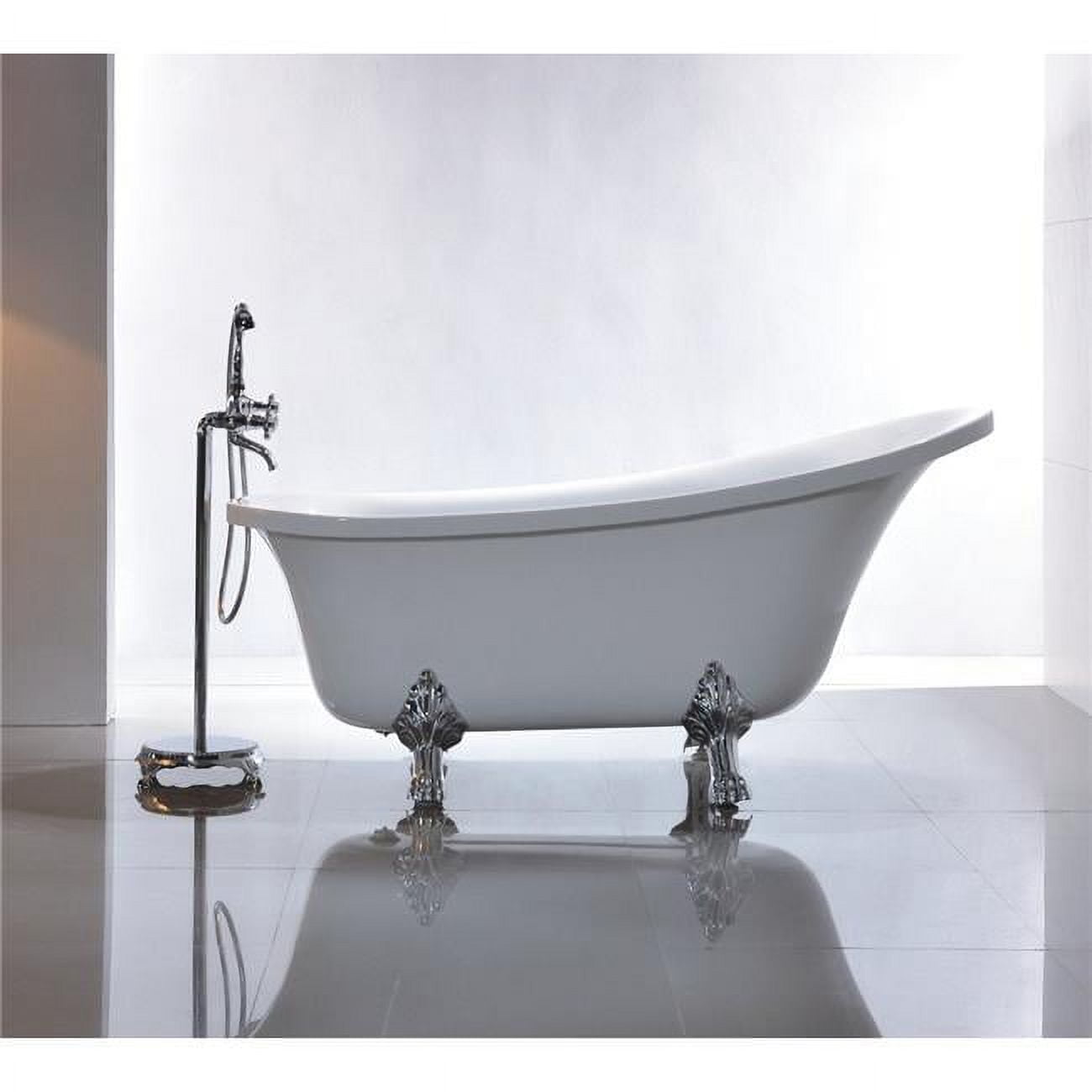 68.9" White Acrylic Clawfoot Freestanding Bathtub