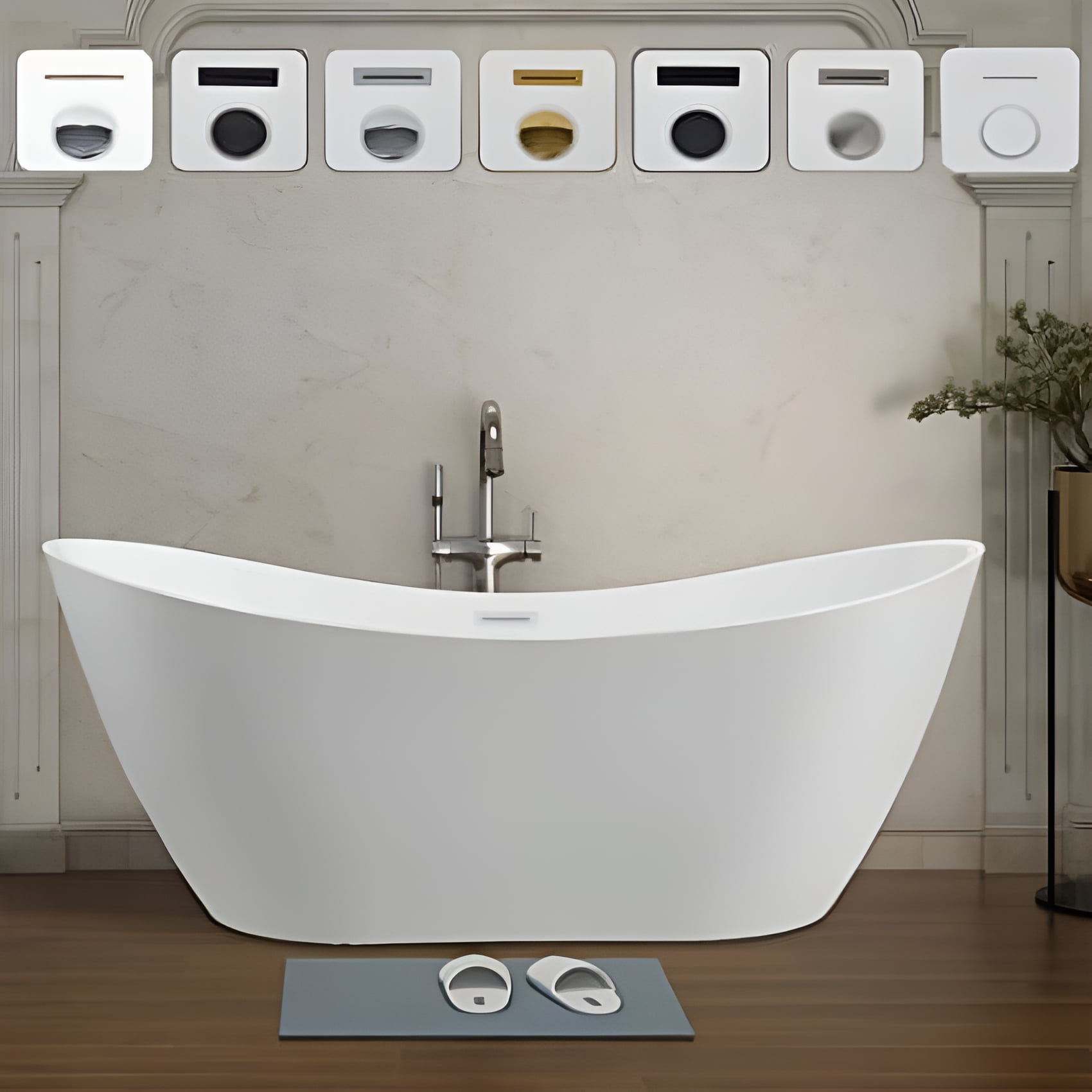 Ophelia 71" Pure White Freestanding Acrylic Soaking Bathtub