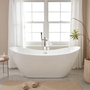 Vanity Art Mulhouse 71" Acrylic Freestanding Soaking Bathtub, White/Titanium Gold