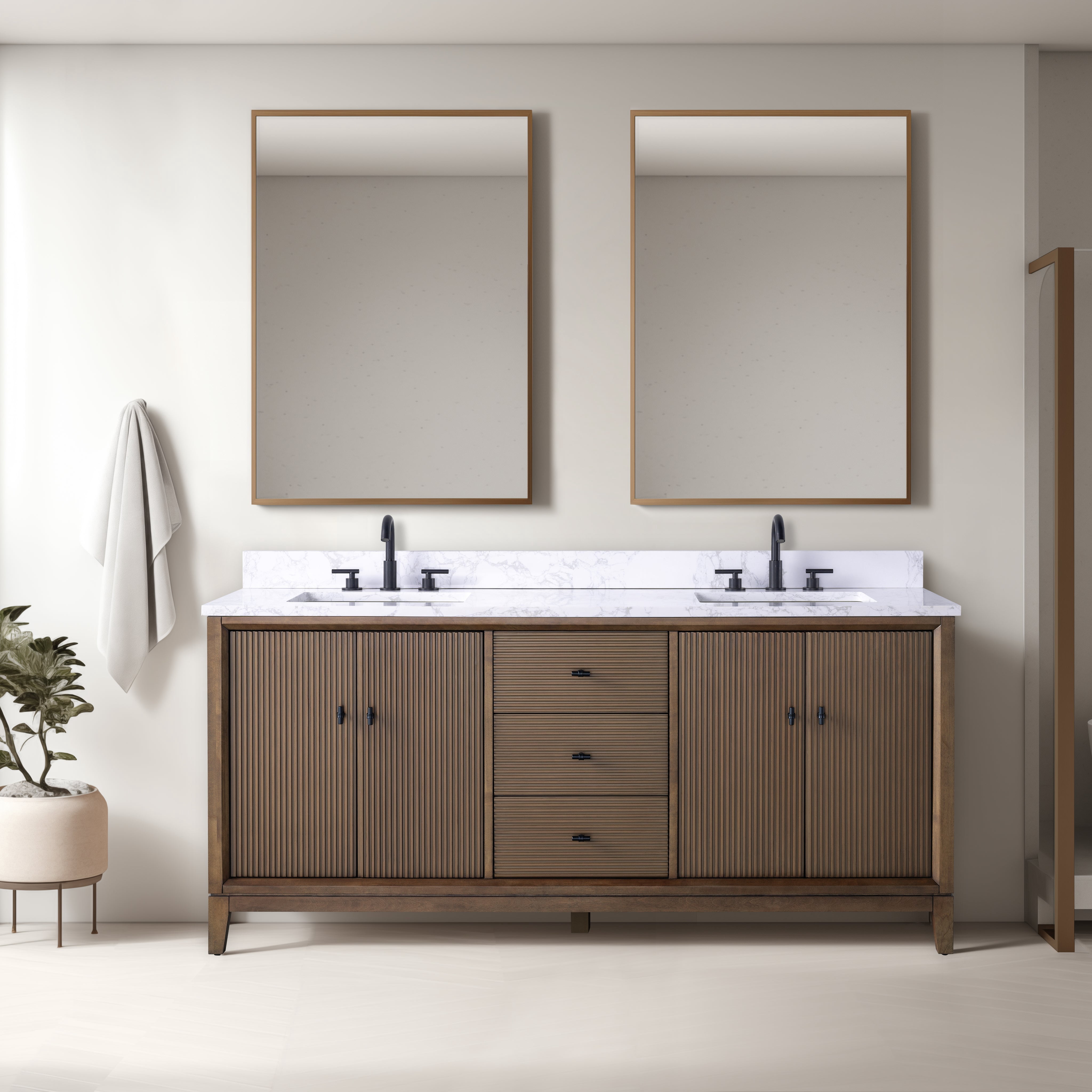 Vanity Art 72" Bathroom Vanity with Sink and Engineered Marble Top ...