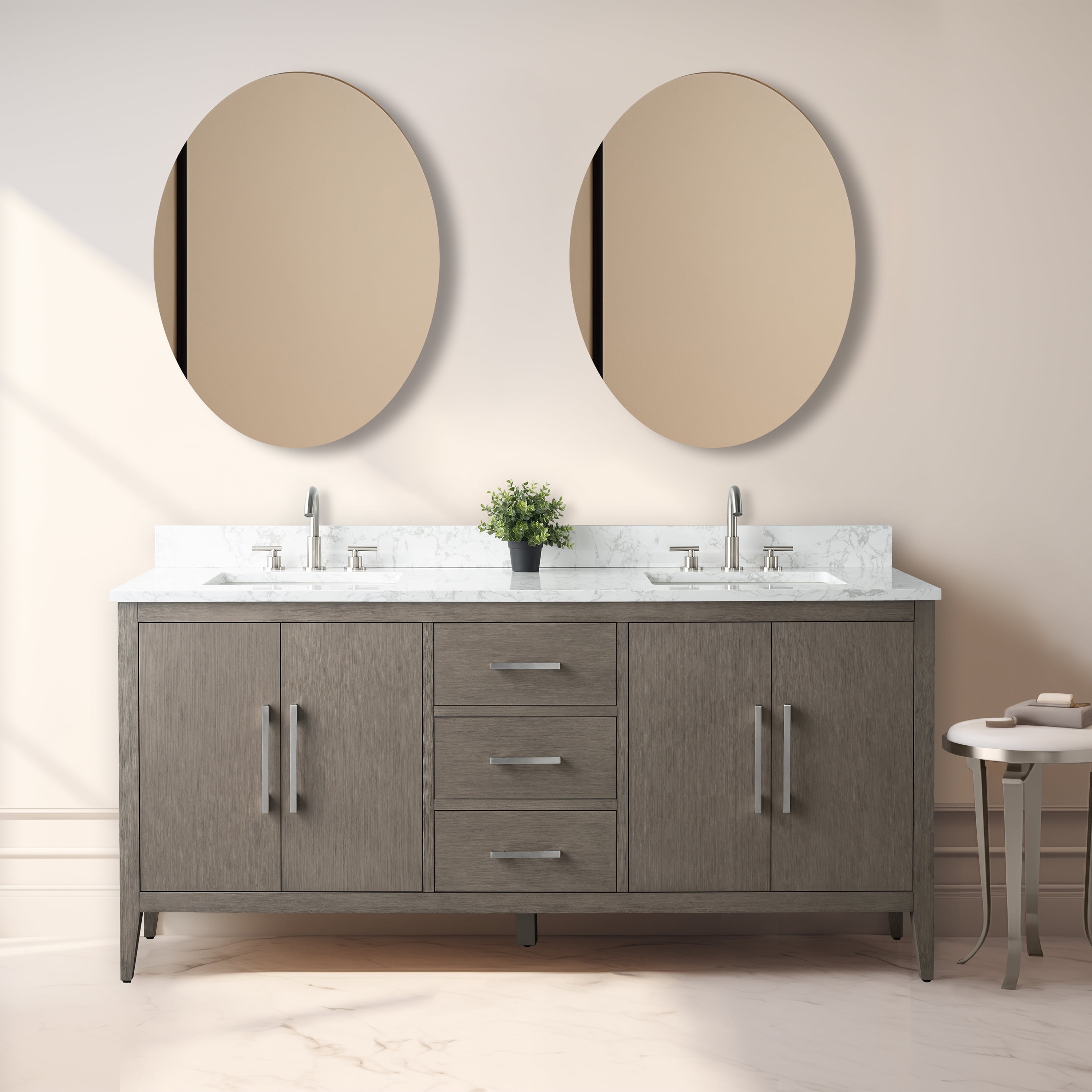 Vanity Art 72” Double Sink Bathroom Vanity Cabinet with Engineered ...