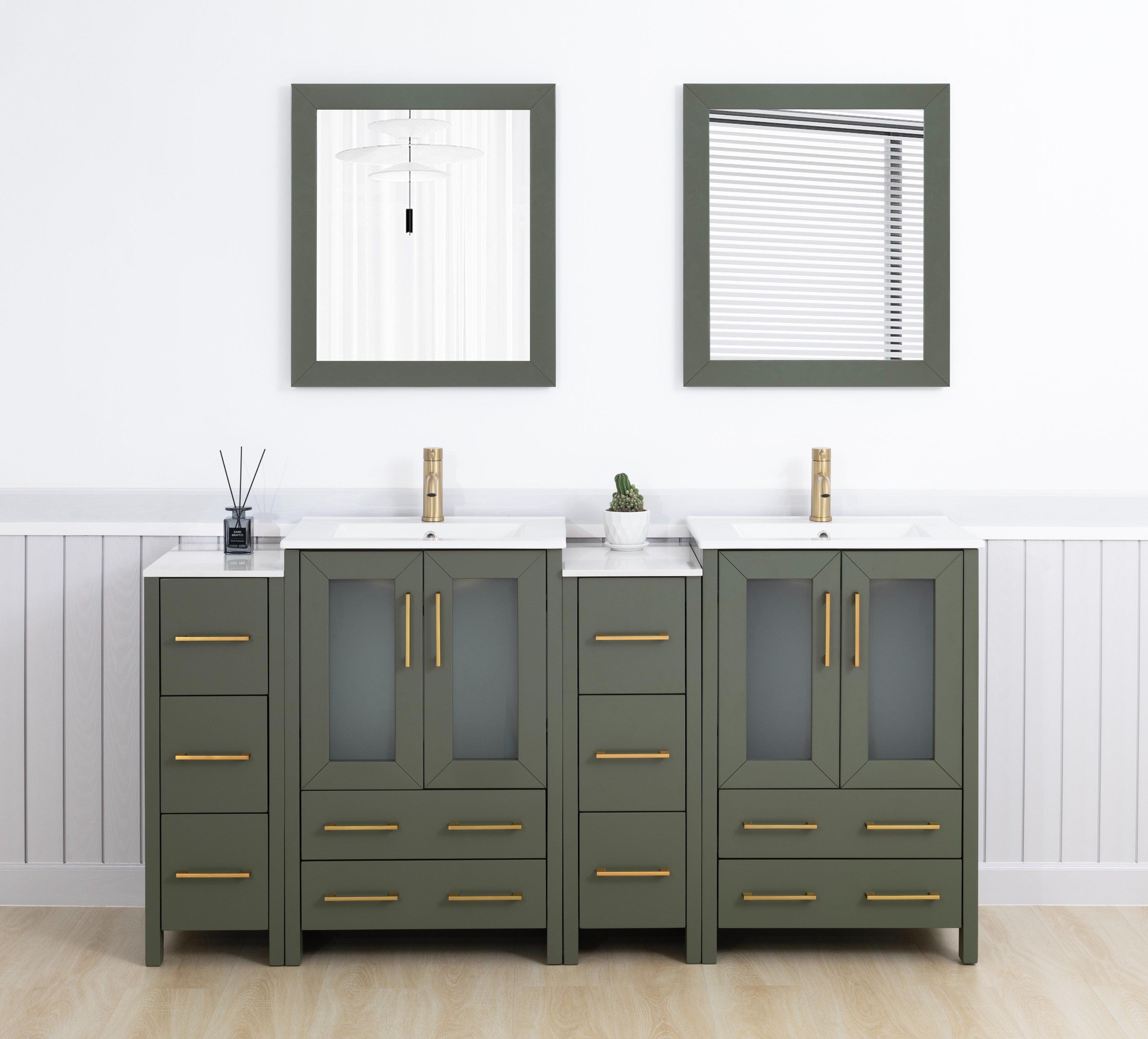 Vanity Art 72" Double Sink Freestanding Bathroom Vanity Set with ...
