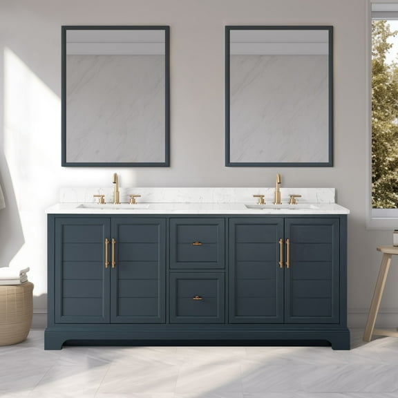 Vanity Art 72-inch Double Sink Bathroom Vanity with Sink & Top