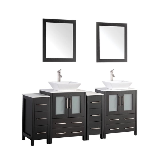 Vanity Art VA3124-72E 72 in. Double Sink Bathroom Vanity Set, Espresso