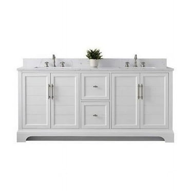Vanity Art 72 x 22 x 34 in. Double Sink Bathroom Vanity with Quartz Top & Backsplash, White