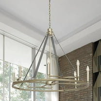 Vanity Art 8 Light Wagon Wheel Candle Style Chandelier, Modern Hanging Lighting, Ceiling Lights Fixtures for Dining Room Living Room Bed Room Kitchen, Antique Silver, 22158AS