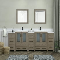 Vanity Art 84" Double Sink Freestanding Bathroom Vanity Set with Ceramic Top and Mirror