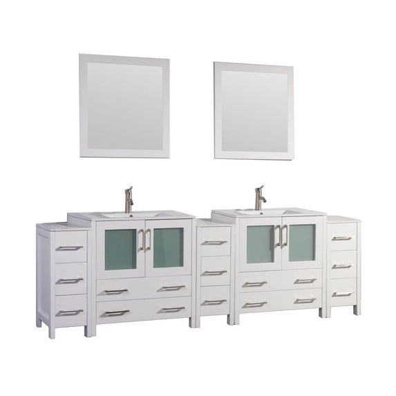 Vanity Art VA3030-96W 96 in. Double Sink Bathroom Vanity Set, White
