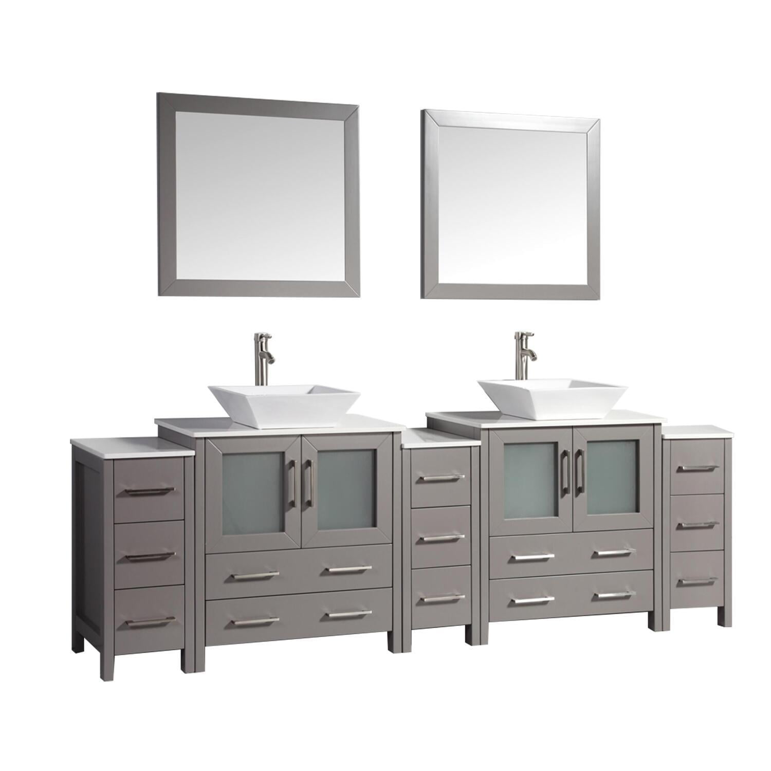 Vanity Art 96 inch double sink bathroom vanity set with ceramic