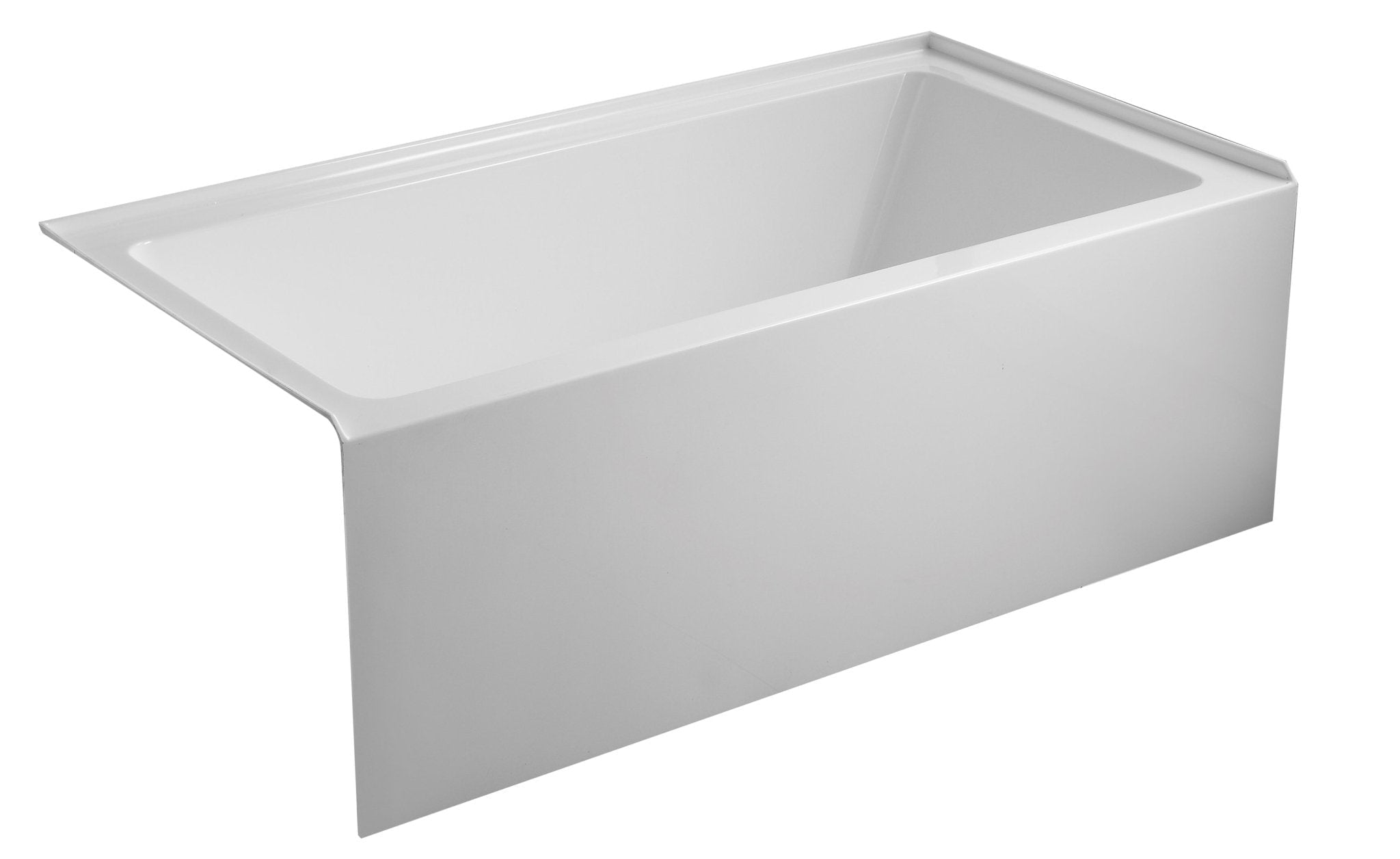 White Acrylic Alcove Skirt Bathtub with Left Drain, 54" x 32"