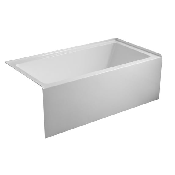 Vanity Art Acrylic Alcove Bathtub with 3 Side Tiling Flange, 54 x 32 inches Slip Resistant Surface 121-Degree Backrest Shower Tub, Reinforced Fiberglass Left Drain Soaking Tub