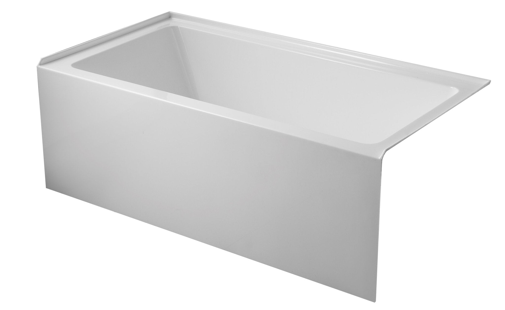 White Acrylic 54-Inch Alcove Soaking Bathtub with Right Drain
