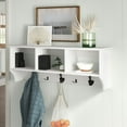 thumbnail image 1 of Vanity Art Entryway 5 Hook Wall Mounted Coat Rack with Storage Hanging Shelf Entryway Organizer in White - F10003WT-BK, 1 of 5