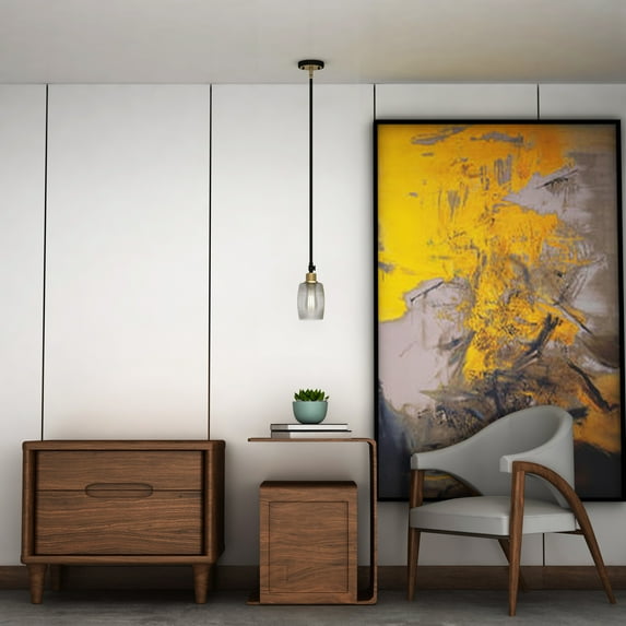 Vanity Art Modern 1-Light Mini Pendant Lighting in Black W/Antique Brass with Clear Glass Shade Farmhouse Hanging Lamp Ceiling Light Fixture MS206-1BK-AB-CL