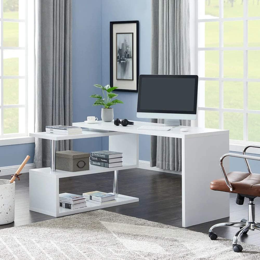 Computer Inversion Desk Vanity Art Modern Convertible L Shaped Swivel Rotation Corner Computer ...