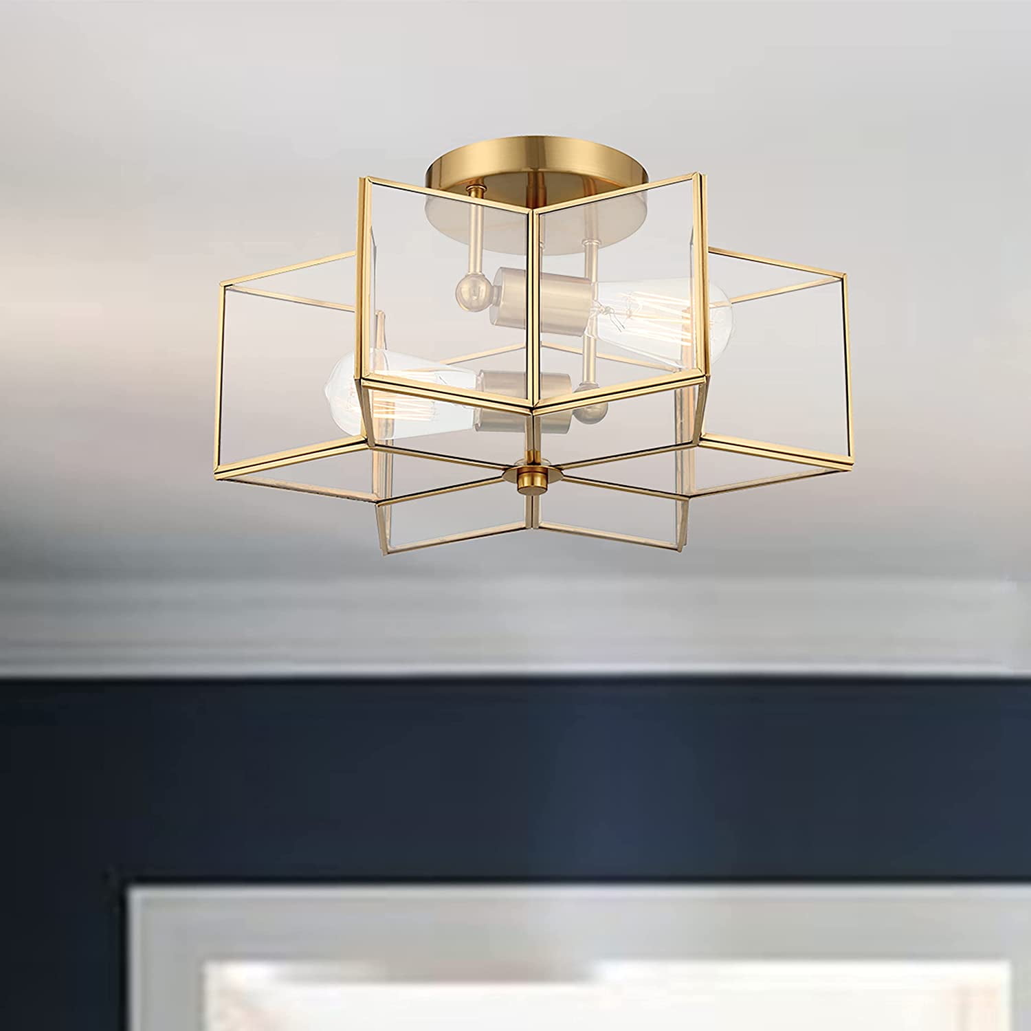 Brass Dust Star-Shaped LED Vanity Flush Mount Light 16.14''
