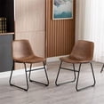 thumbnail image 1 of Vanity Art Set of 2 Pcs Synthetic Leather Upholstered Dining Chairs Armlesss with Metal Legs UC-13BRN, 1 of 6