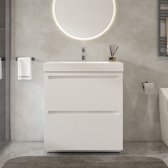 Vanity Art Single Sink Bathroom Vanity with Resin Top - 36 x 18.5 x 32 in.
