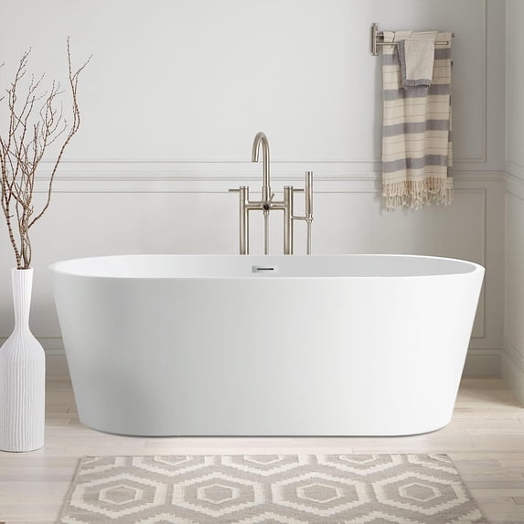 Vanity Art VA6815-XS 53.9 x 29.7 x 23.4 in. Freestanding Soaking Acrylic Bathtub, Polished Chrome