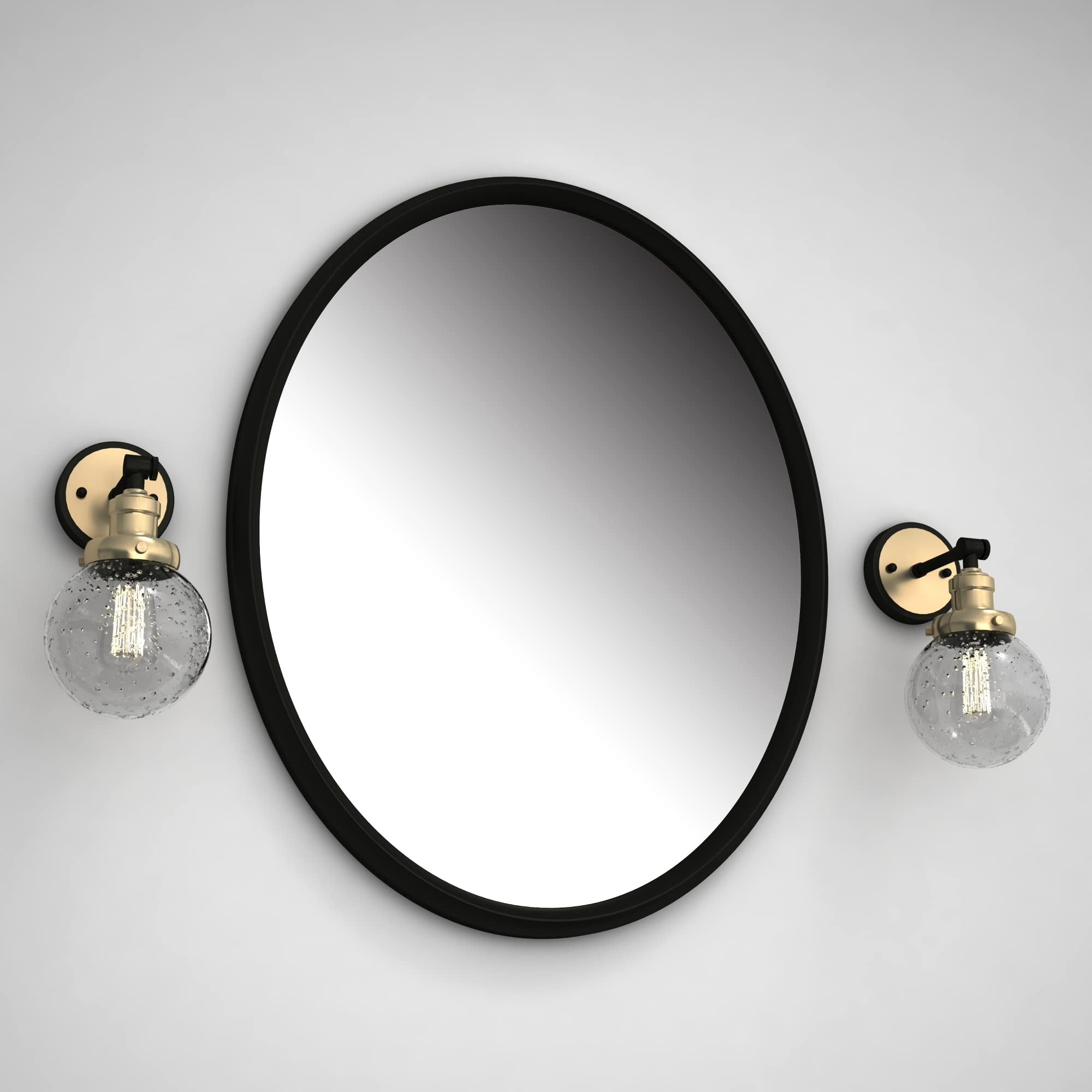 Vanity Art Wall Vanity Light Fixture 1-Light Wall Sconce Lighting in Black W/Antique Brass | Modern Bathroom Lights with Clear Seedy Glass Vintage Porch Wall Lamp for Mirror BA201-1BK-AB-SY