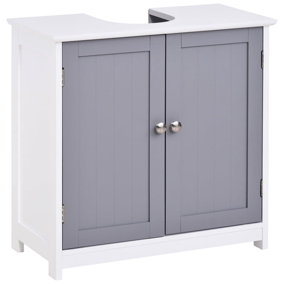 Vanity Base Cabinet, Under Sink With U-shape Opening. White/gray. Provides More Storage Space. Adjustable Shelf. Build. 23.5"w X 11.86"d 23.5"h. Supports Up To 22 Lbs Bathroom . White And Gray