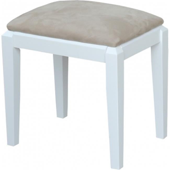 Gray Microfiber Upholstered Vanity Bench with White Frame