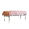 thumbnail image 1 of Vanity Bench with Pink Faux Fur and Clear Acrylic Legs, 1 of 3