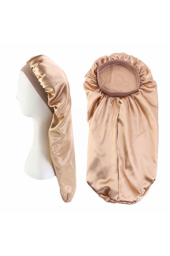 Zenghuiiii Long Braid Long Hair Satin Nightcap Long Barrel Hair Care Cap Beauty Salon Hat Suitable For Long Braid Curly Hair Long Handled Bath Sponge for Disabled & Elderly