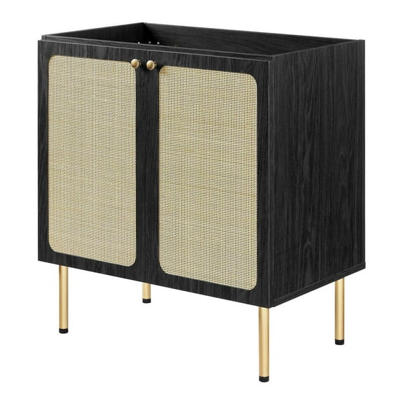 Vanity Cabinet (Sink not included), Black, Wood, Hotel Bedroom Bathroom, Modern Contemporary HB36371