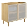 thumbnail image 1 of Vanity Cabinet (Sink not included), Brown Oak, Metal, Mid Century Hotel Bedroom Bathroom, Modern Contemporary HB36540, 1 of 9