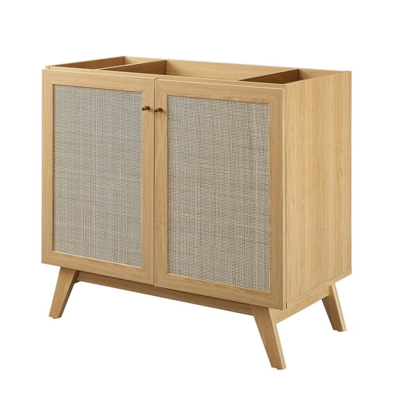 Vanity Cabinet (Sink not included), Brown Oak, Wood, Hotel Bedroom Bathroom, Modern Contemporary HB36271