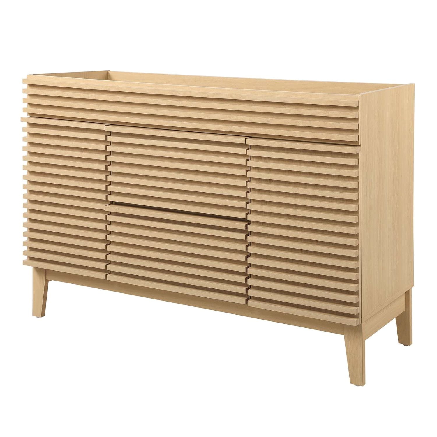 Oak Mid-Century Modern Freestanding Bathroom Vanity Cabinet