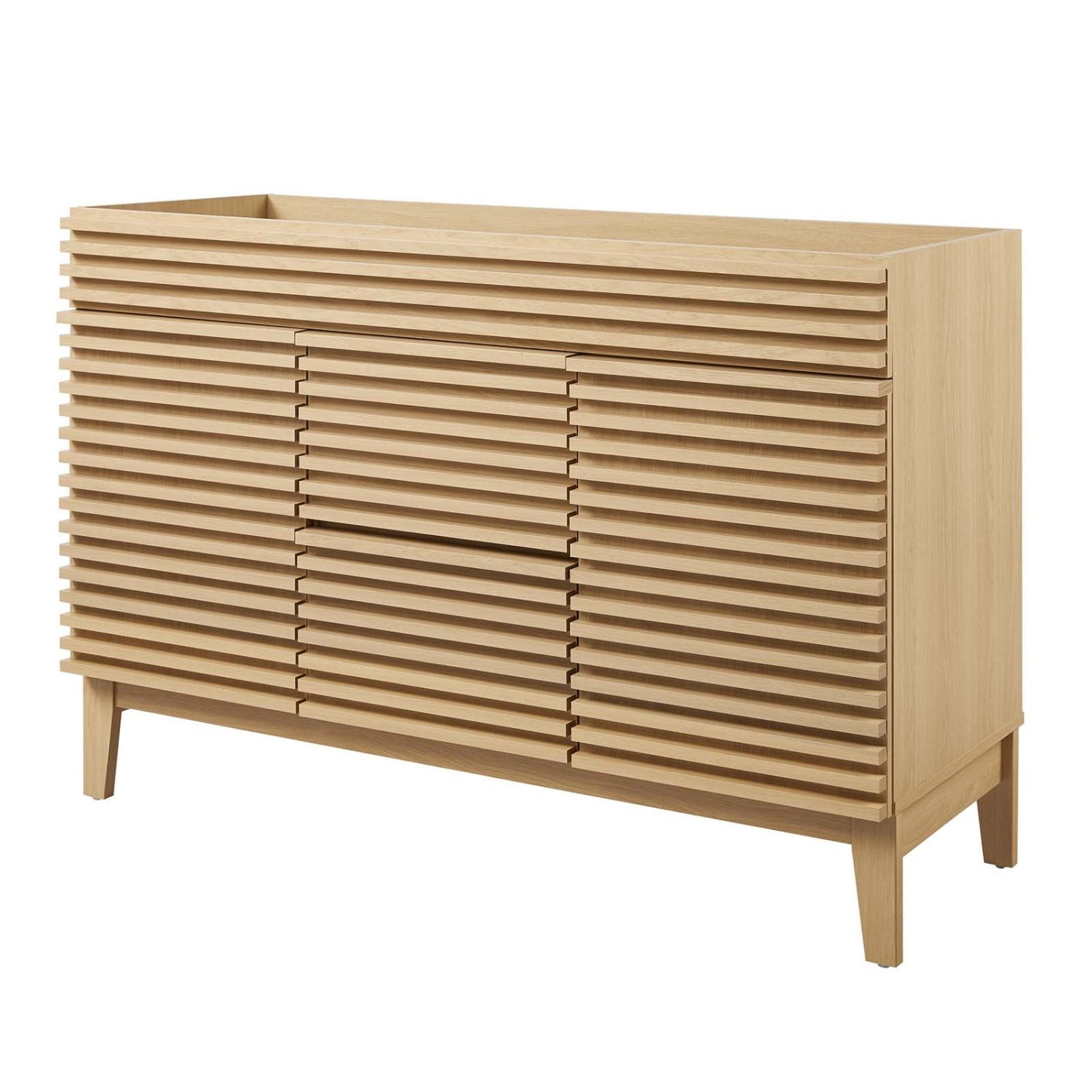 Oak Mid-Century Modern Freestanding Bathroom Vanity Cabinet
