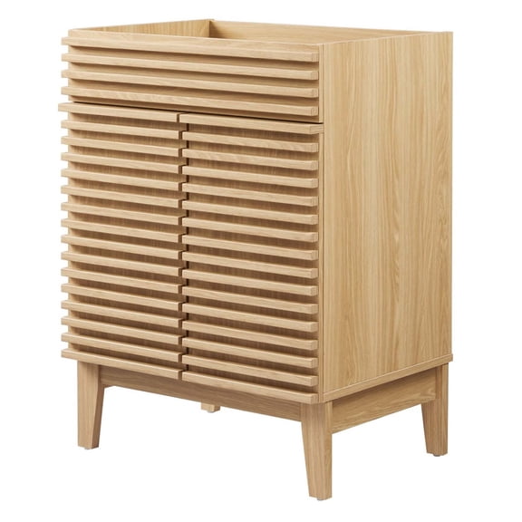 Vanity Cabinet (Sink not included), Brown Oak, Wood, Mid Century Hotel Bedroom Bathroom, Modern Contemporary HB33436