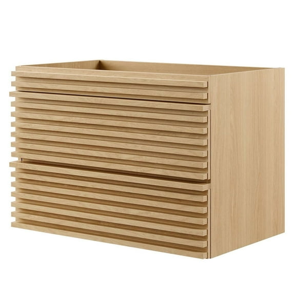 Vanity Cabinet (Sink not included), Brown Oak, Wood, Mid Century Hotel Bedroom Bathroom, Modern Contemporary HB33495