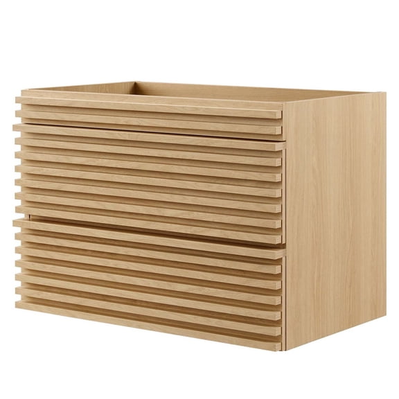 Vanity Cabinet (Sink not included), Brown Oak, Wood, Mid Century Hotel Bedroom Bathroom, Modern Contemporary HB33495