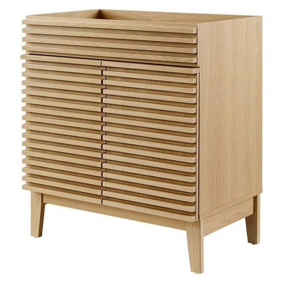 Vanity Cabinet (Sink not included), Brown Oak, Wood, Mid Century Hotel Bedroom Bathroom, Modern Contemporary HB33501