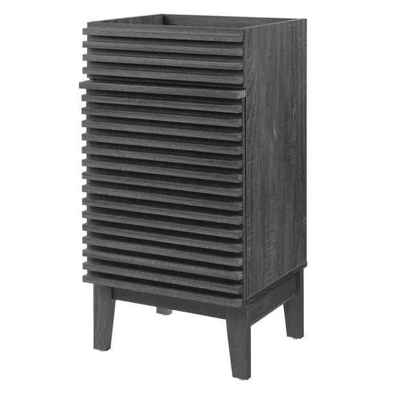 Vanity Cabinet (Sink not included), Dark Grey Gray, Wood, Mid Century Hotel Bedroom Bathroom, Modern Contemporary HB33487