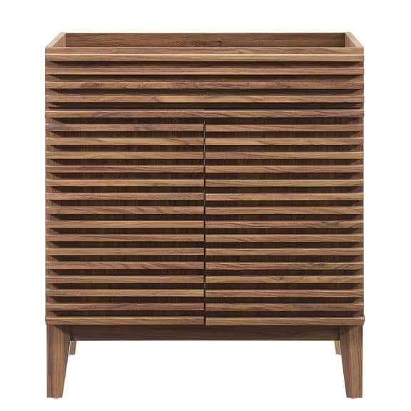 Vanity Cabinet (Sink not included), Walnut, Wood, Mid Century Hotel Bedroom Bathroom, Modern Contemporary HB33502